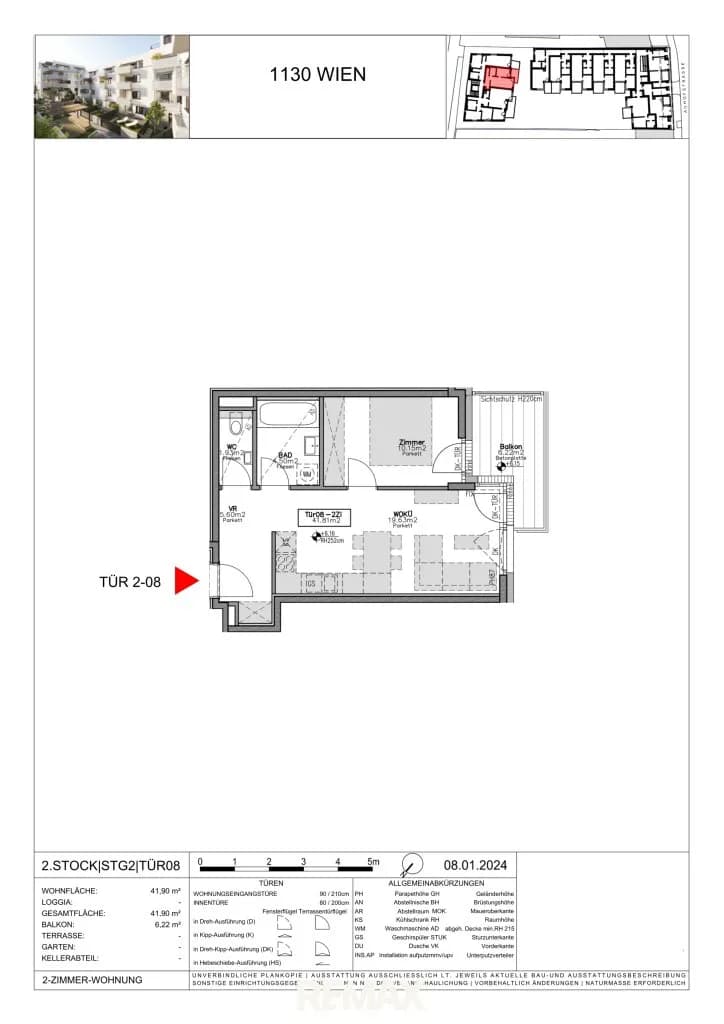 2-Zimmer-Wohnung kaufen in Wien – 41,9 m², € 393.900 – Bild 4 von 4