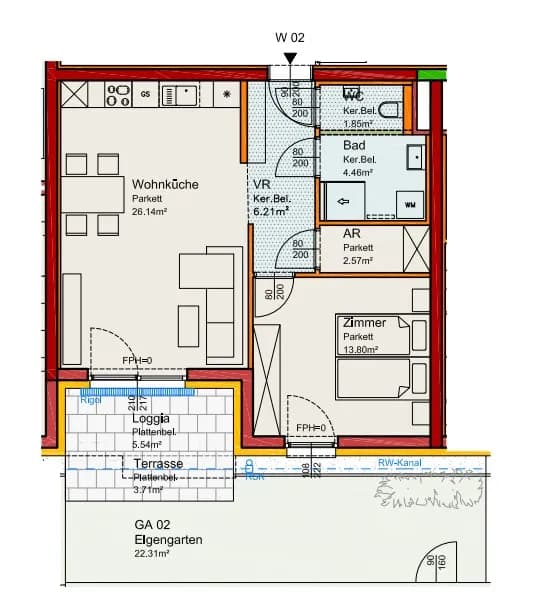 2-Zimmer-Wohnung kaufen in Mödling – 55,03 m² – Bild 2 von 2