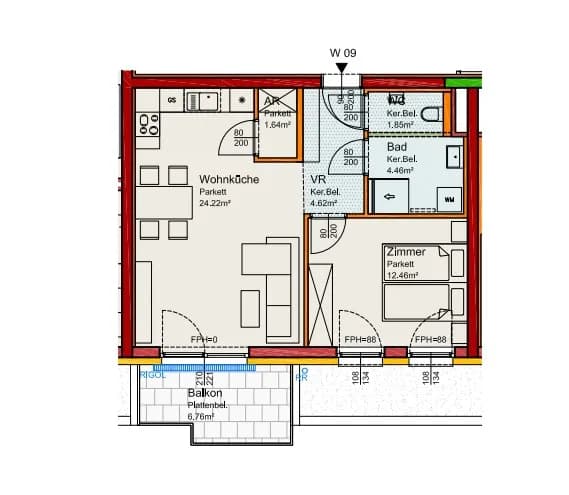 2-Zimmer-Wohnung kaufen in Mödling – 49,25 m² – Bild 2 von 2