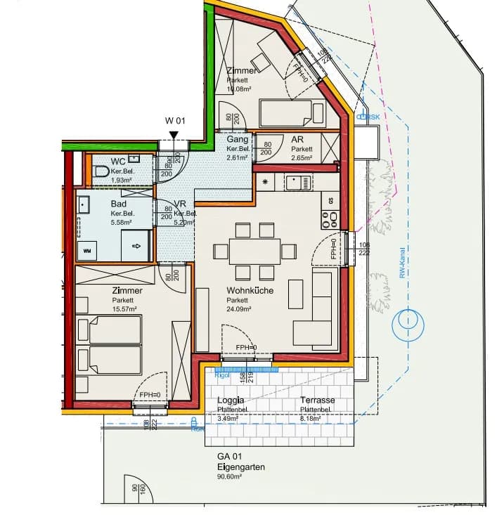 3-Zimmer-Wohnung kaufen in Mödling – 69,23 m² – Bild 2 von 2
