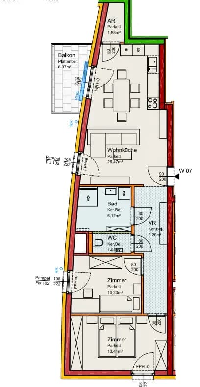 3-Zimmer-Wohnung kaufen in Mödling – 69,23 m² – Bild 2 von 2