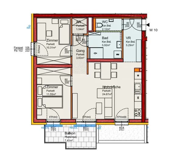 3-Zimmer-Wohnung kaufen in Mödling – 64,97 m² – Bild 2 von 2