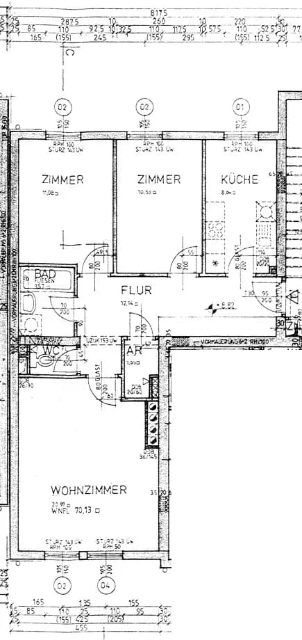 3-Zimmer-Wohnung mieten in Baden – 70,31 m², € 703 – Bild 2 von 2