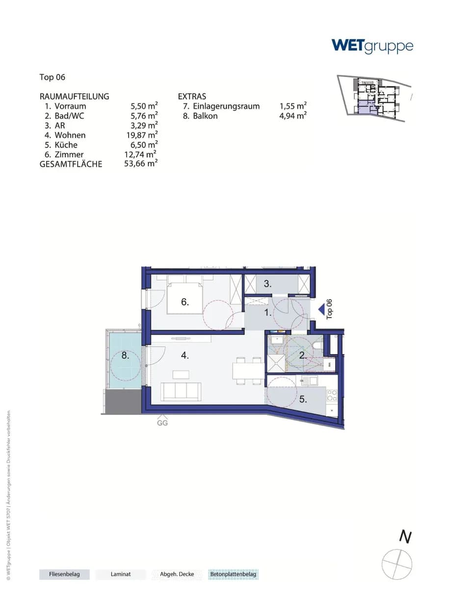 2-Zimmer-Wohnung mieten in Mistelbach – 53,83 m², € 588 – Bild 2 von 2