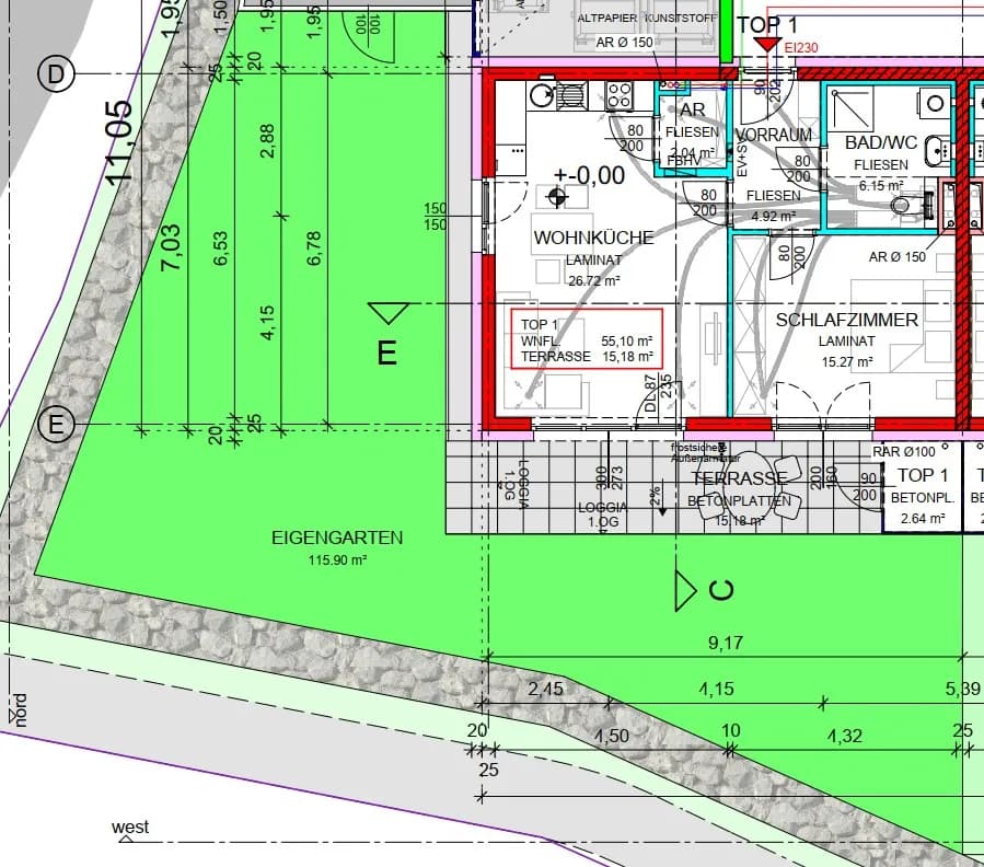 2-Zimmer-Wohnung mieten in Amstetten – 55,1 m², € 668 – Bild 2 von 2
