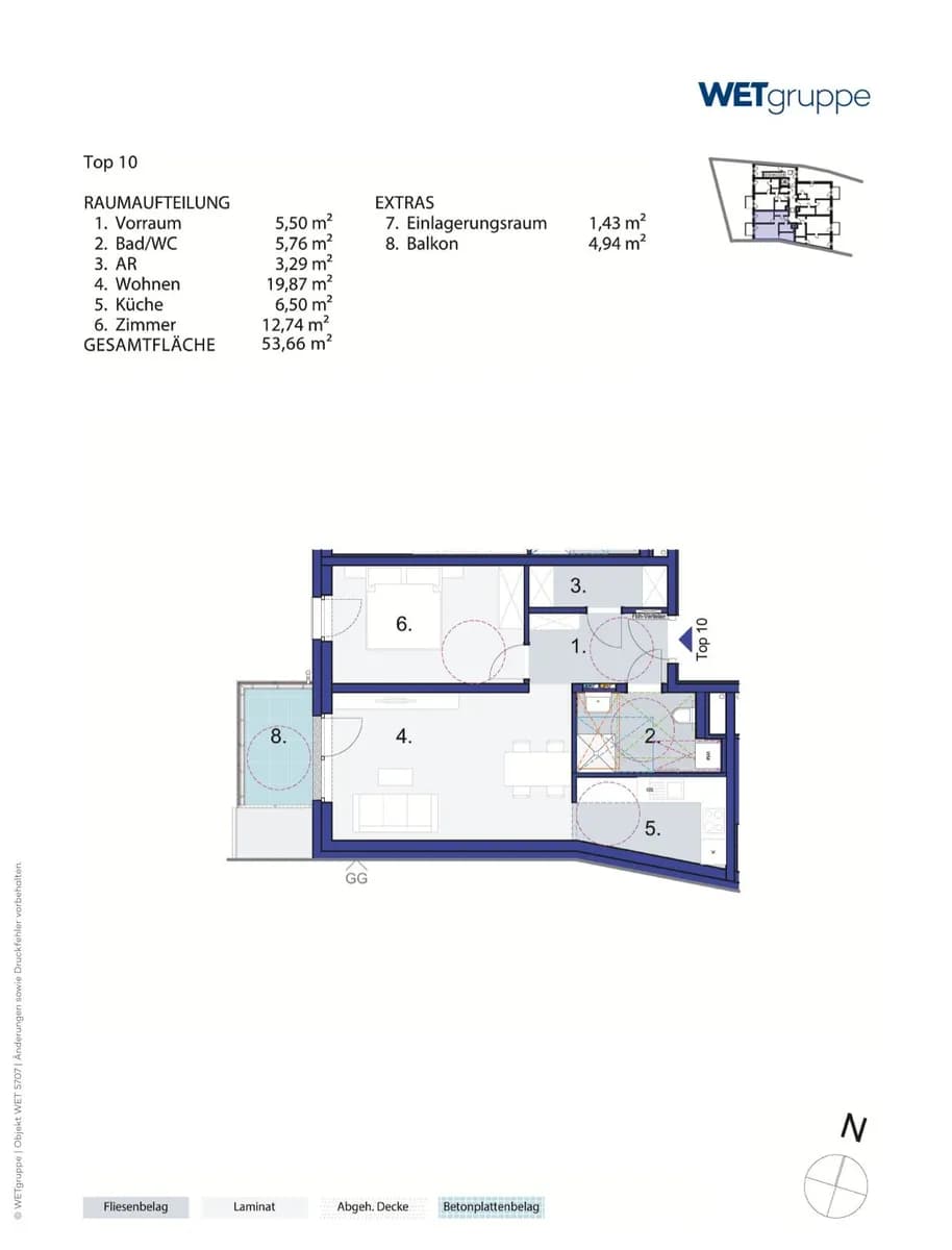 2-Zimmer-Wohnung mieten in Mistelbach – 53,66 m², € 588 – Bild 2 von 2