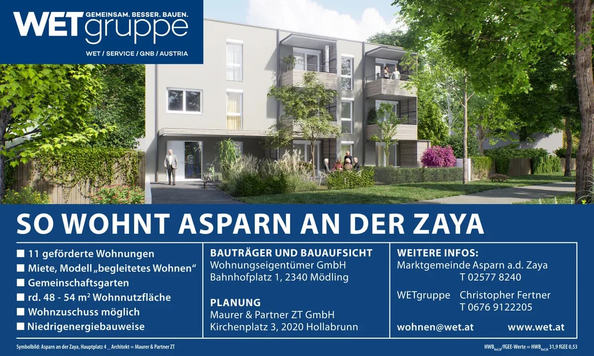 2-Zimmer-Wohnung mieten in Mistelbach – 53,84 m², € 588