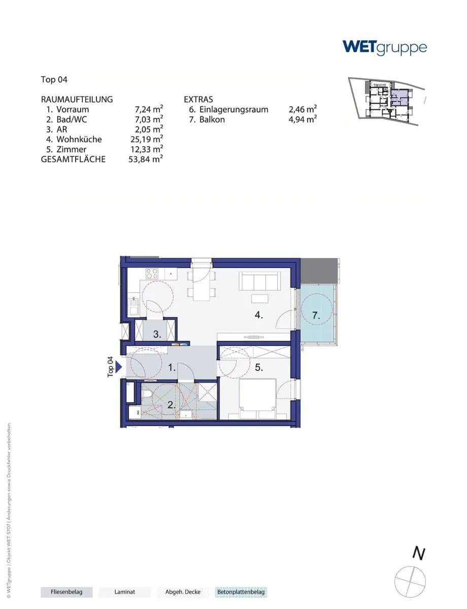 2-Zimmer-Wohnung mieten in Mistelbach – 53,84 m², € 588 – Bild 2 von 2