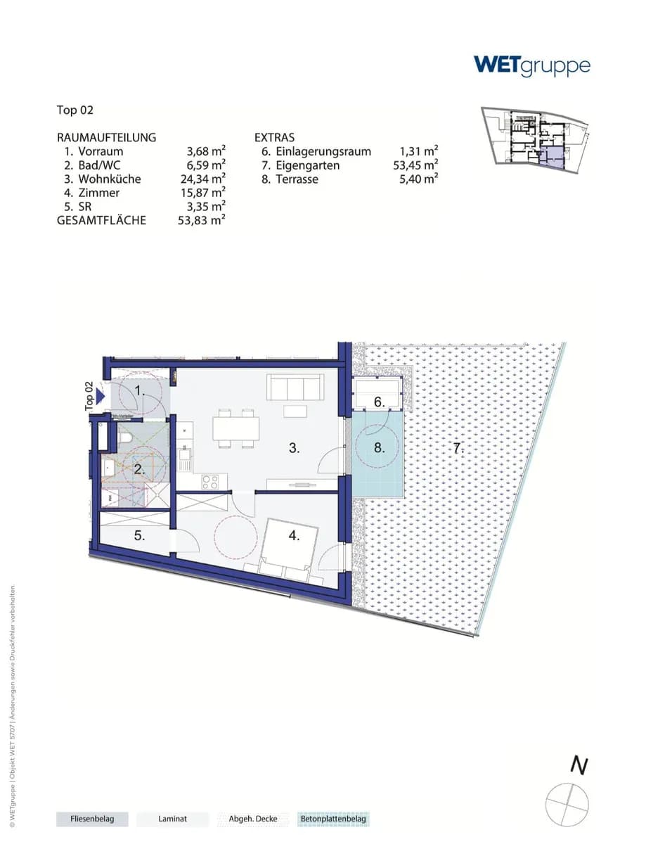 2-Zimmer-Wohnung mieten in Mistelbach – 53,83 m², € 612 – Bild 2 von 2