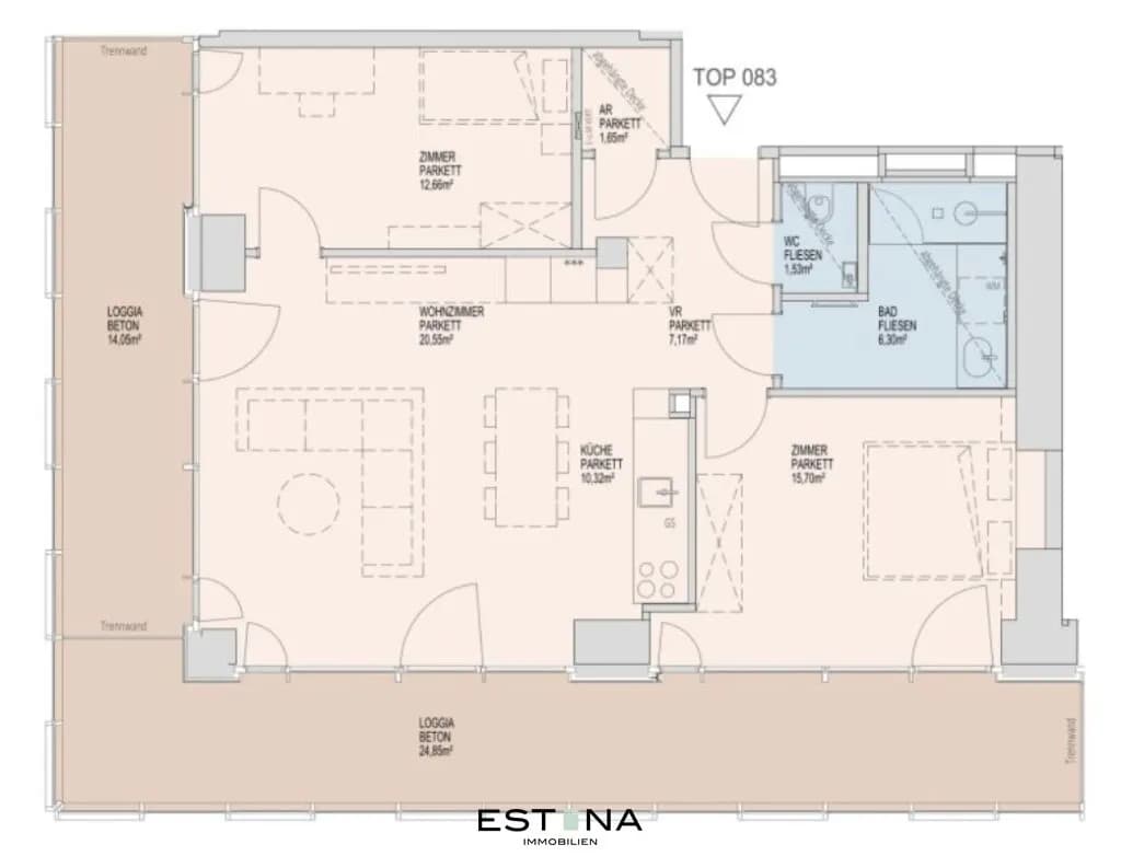 3-Zimmer-Wohnung mieten in Wien – 75,88 m², € 2.600 – Bild 21 von 21