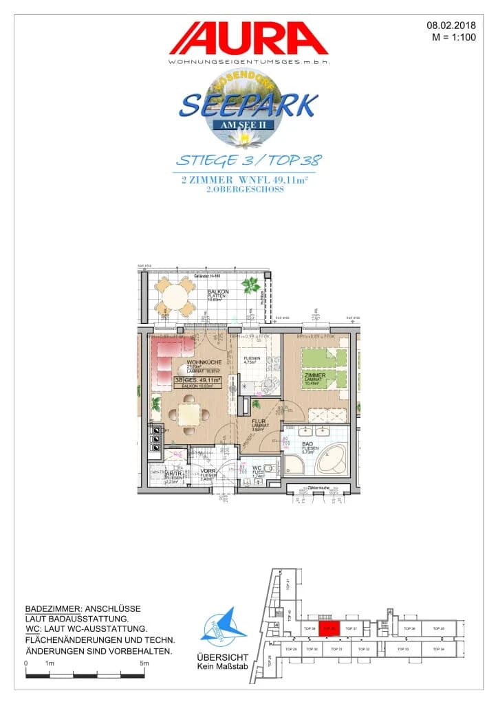2-Zimmer-Wohnung mieten in Mödling – 49,11 m², € 939 – Bild 2 von 2