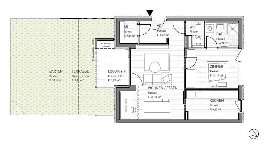 2-Zimmer-Wohnung kaufen in Klagenfurt – 62,05 m², € 257.100 – Bild 2 von 4