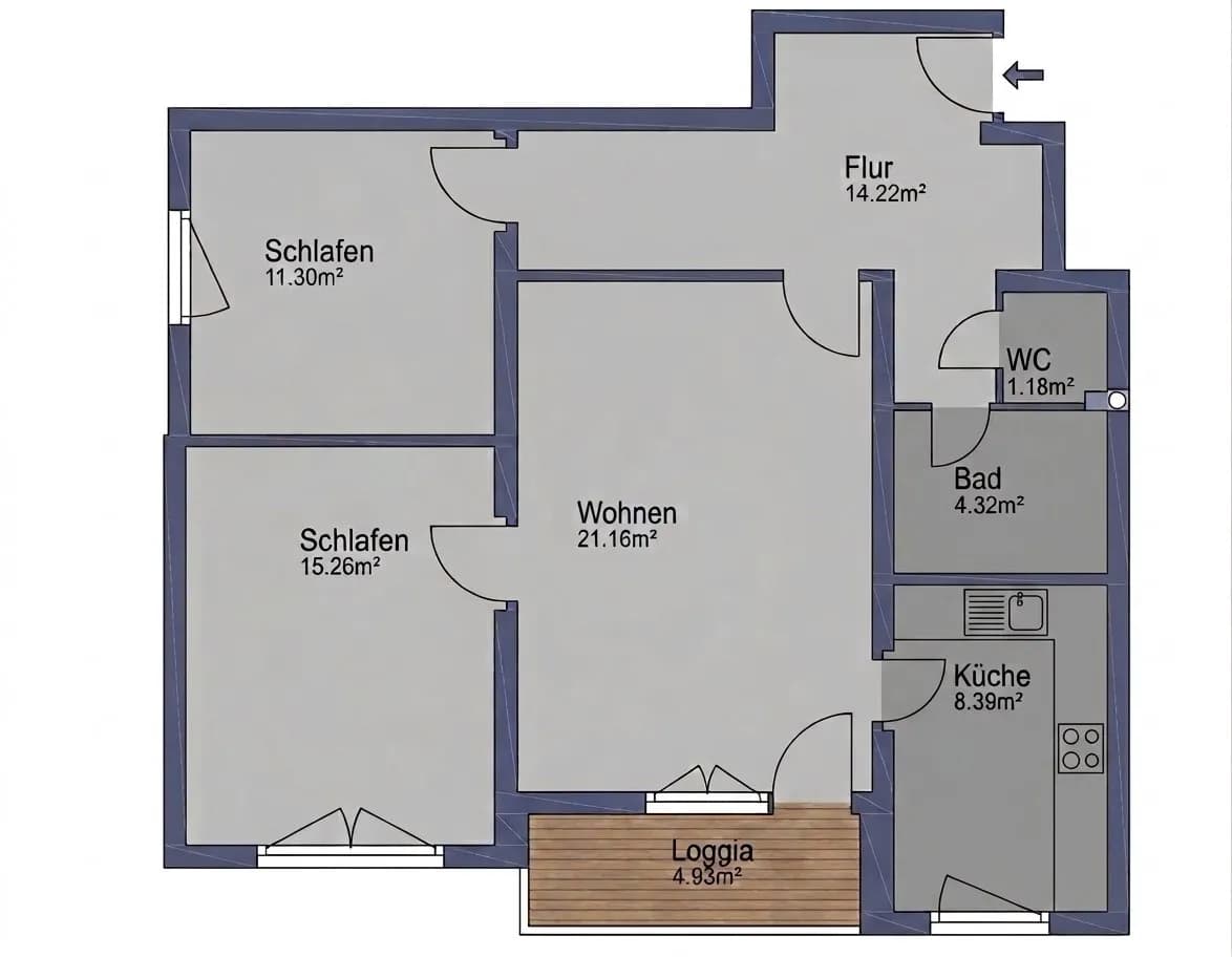 3-Zimmer-Wohnung mieten in Leoben – 81 m², € 750 – Bild 2 von 13
