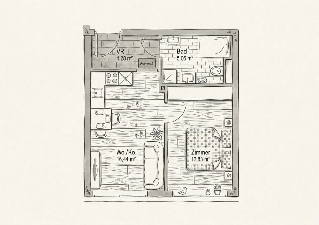 2-Zimmer-Wohnung kaufen in Graz – 39,38 m², € 201.000 – Bild 3 von 3