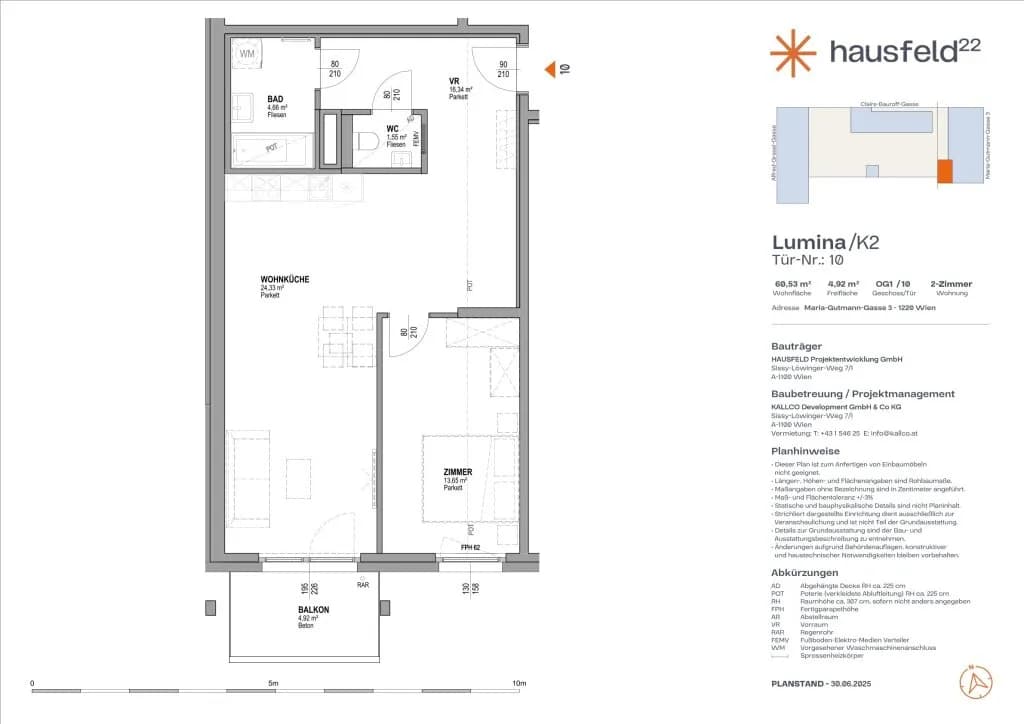 2-Zimmer-Wohnung mieten in Wien – 60,53 m², € 1.160