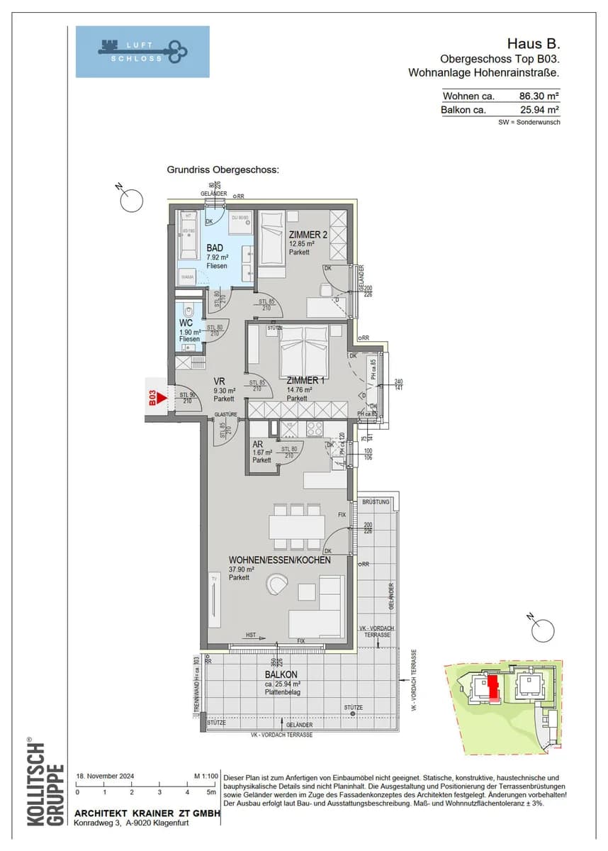 3-Zimmer-Wohnung kaufen in Graz – 86,3 m², € 615.000 – Bild 2 von 6