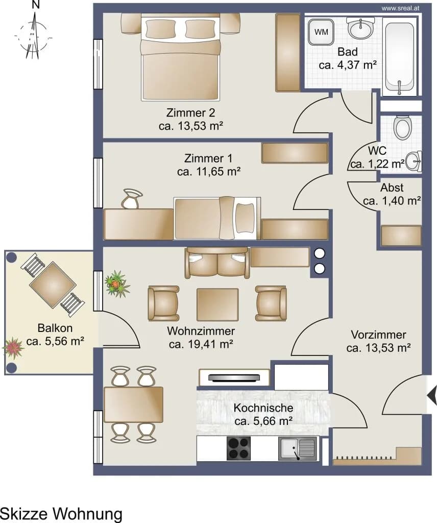 3-Zimmer-Wohnung kaufen in Amstetten – 70,77 m², € 166.000 – Bild 13 von 14