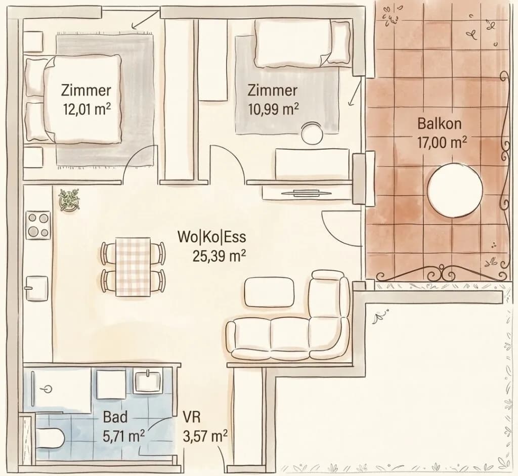 3-Zimmer-Wohnung kaufen in Graz – 58 m², € 334.149 – Bild 6 von 6