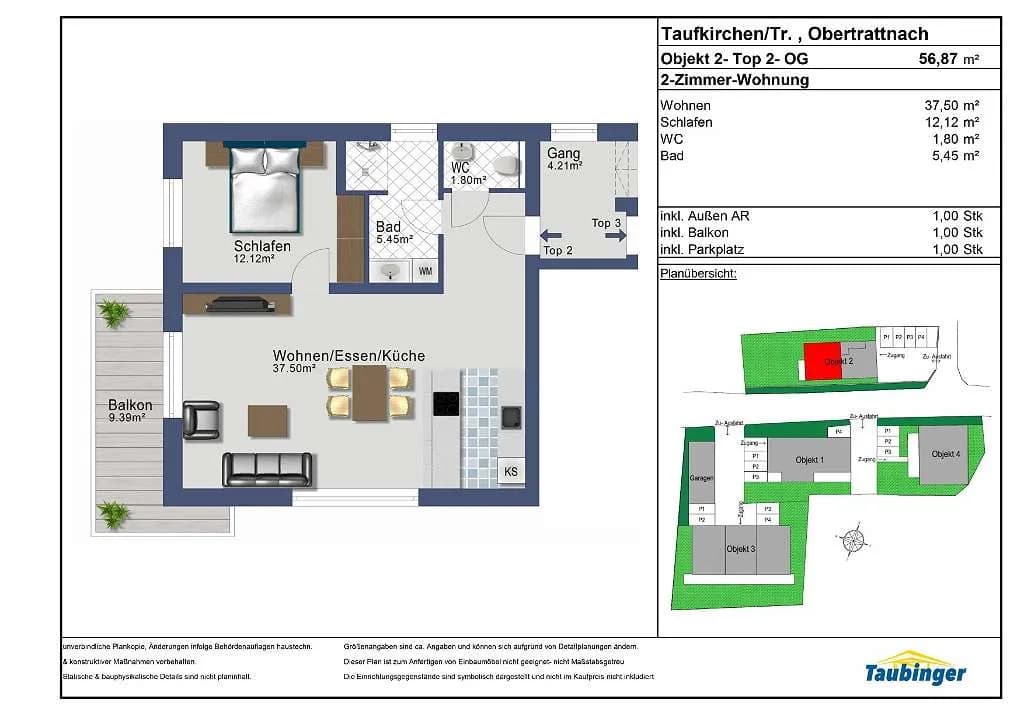 2-Zimmer-Wohnung mieten in Grieskirchen – 57 m², € 804 – Bild 2 von 11