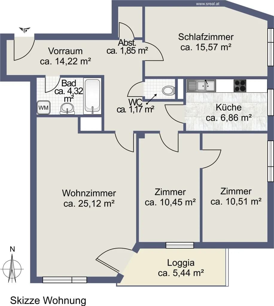 4-Zimmer-Wohnung kaufen in Korneuburg – 95,52 m², € 263.000 – Bild 23 von 24