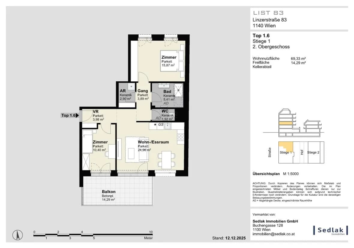 3-Zimmer-Wohnung kaufen in Wien – 69,33 m², € 549.000 – Bild 3 von 5