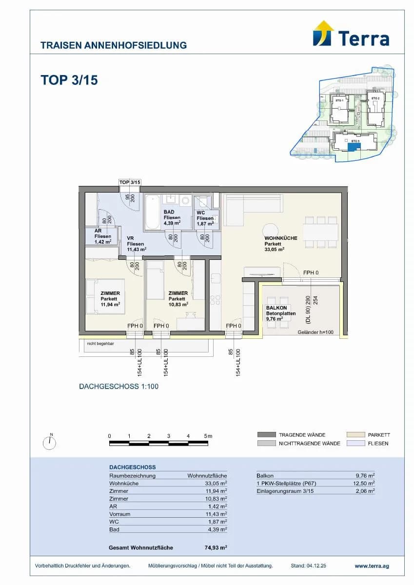 3-Zimmer-Wohnung mieten in Lilienfeld – 76,68 m², € 906 – Bild 6 von 6