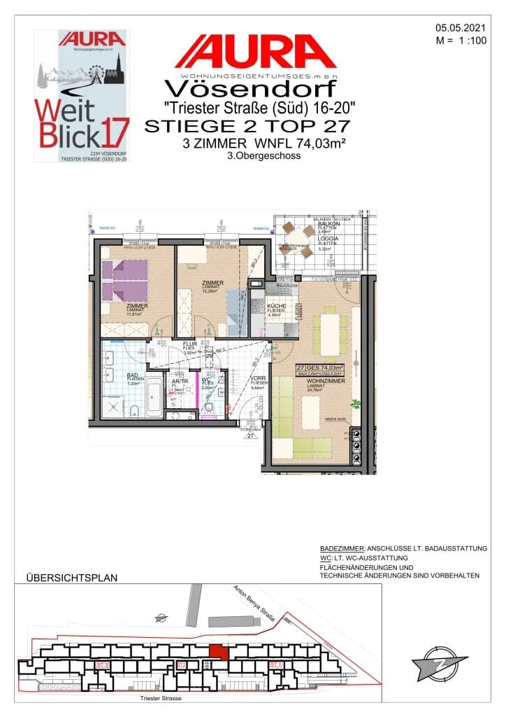 3-Zimmer-Wohnung mieten in Mödling – 74,03 m², € 1.139 – Bild 6 von 9