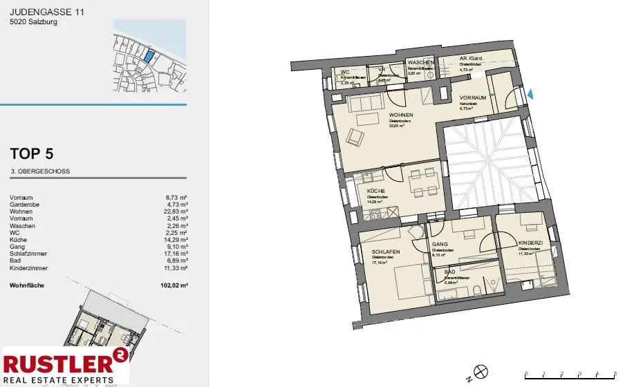 4-Zimmer-Wohnung mieten in Salzburg Stadt – 102,02 m², € 2.076 – Bild 8 von 9