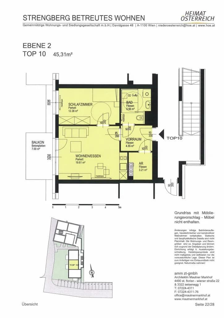 2-Zimmer-Wohnung mieten in Amstetten – 45,38 m², € 454 – Bild 4 von 4
