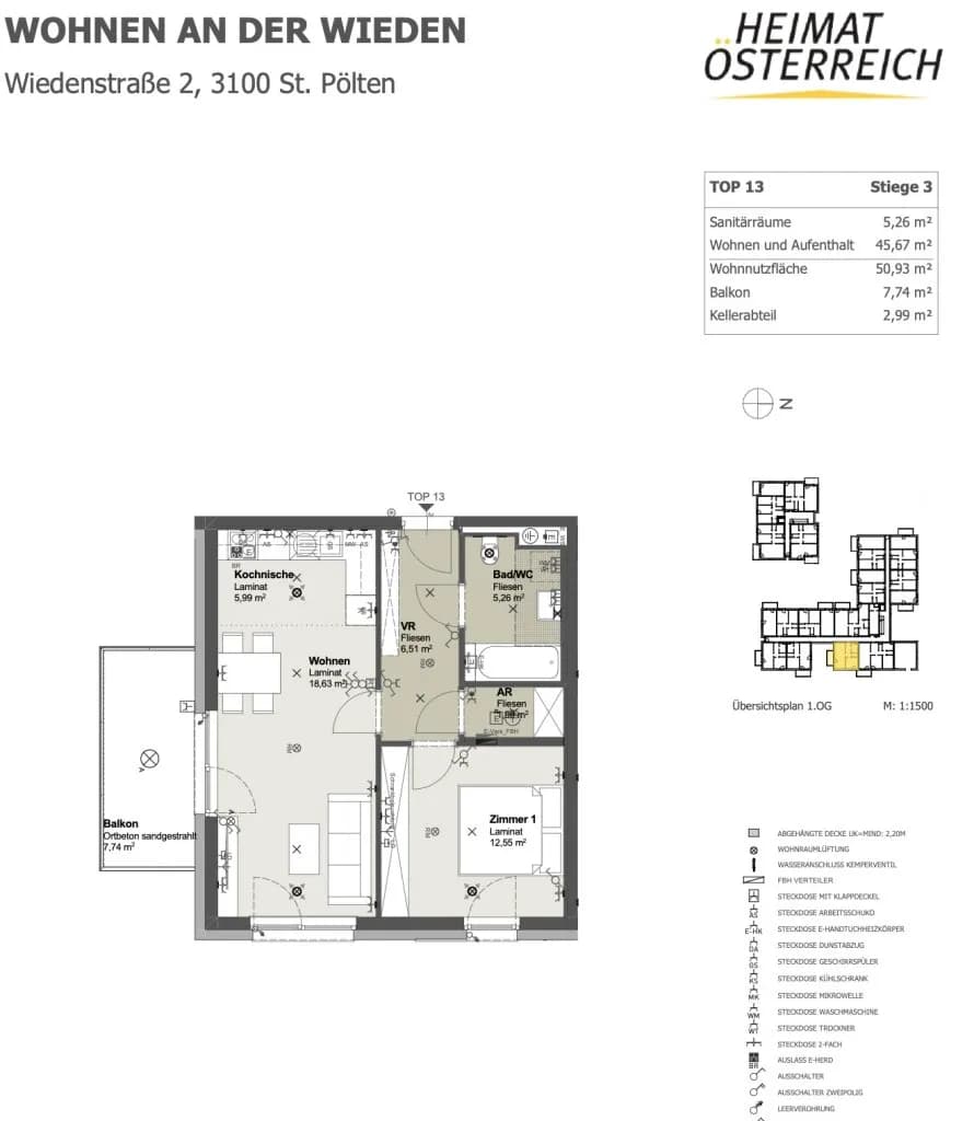 2-Zimmer-Wohnung mieten in Sankt Pölten – 50,93 m², € 644 – Bild 7 von 7