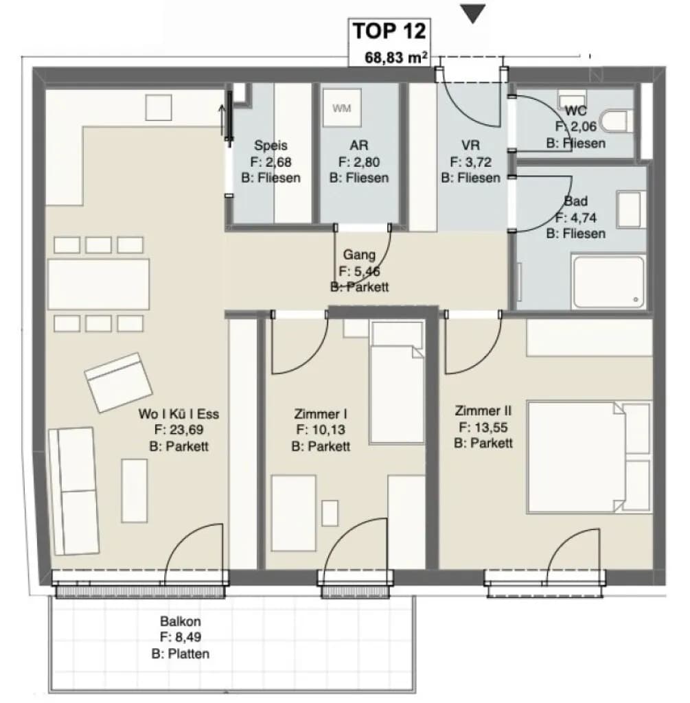 3-Zimmer-Wohnung kaufen in Graz – 68,8 m², € 468.000 – Bild 10 von 11