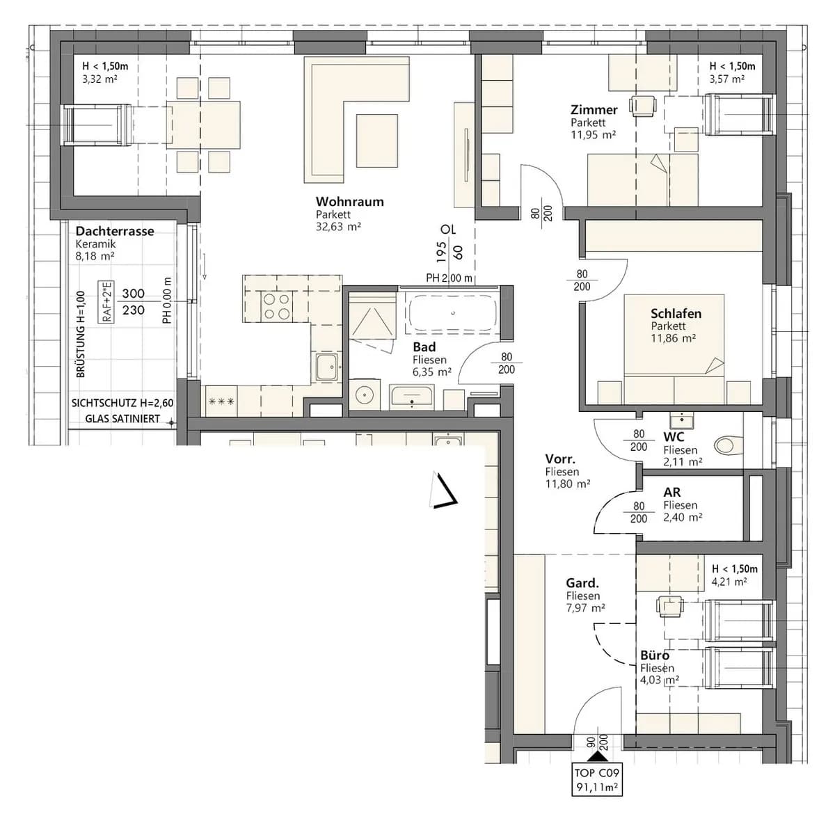 3-Zimmer-Wohnung kaufen in Linz – 90 m², € 519.000 – Bild 7 von 8