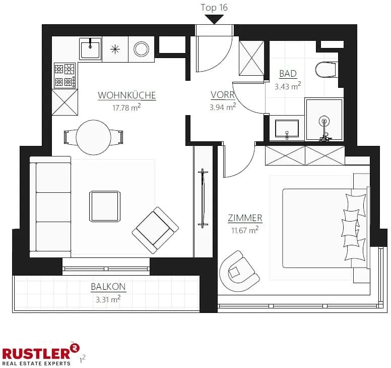 2-Zimmer-Wohnung kaufen in Wien – 36,82 m², € 218.400 – Bild 7 von 7