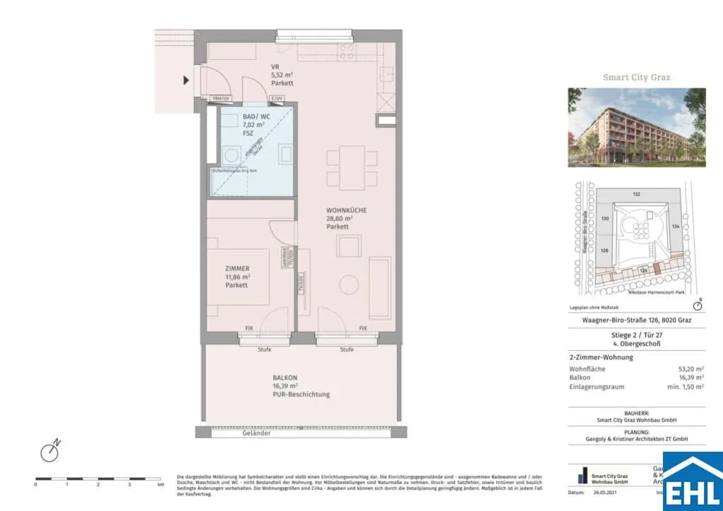 2-Zimmer-Wohnung mieten in Graz – 52,3 m², € 897 – Bild 25 von 25