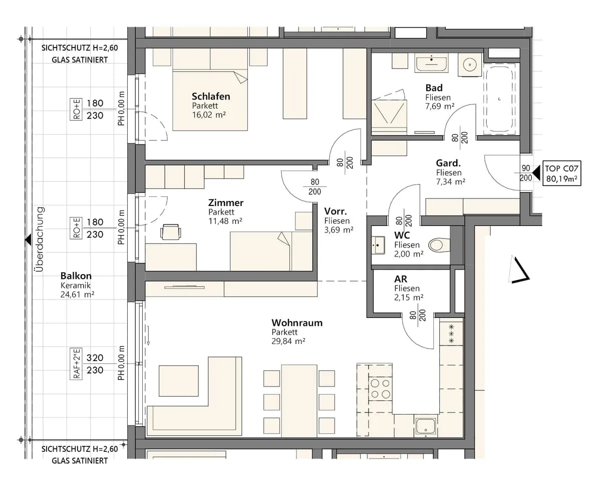 3-Zimmer-Wohnung kaufen in Linz – 80 m², € 419.000 – Bild 7 von 7