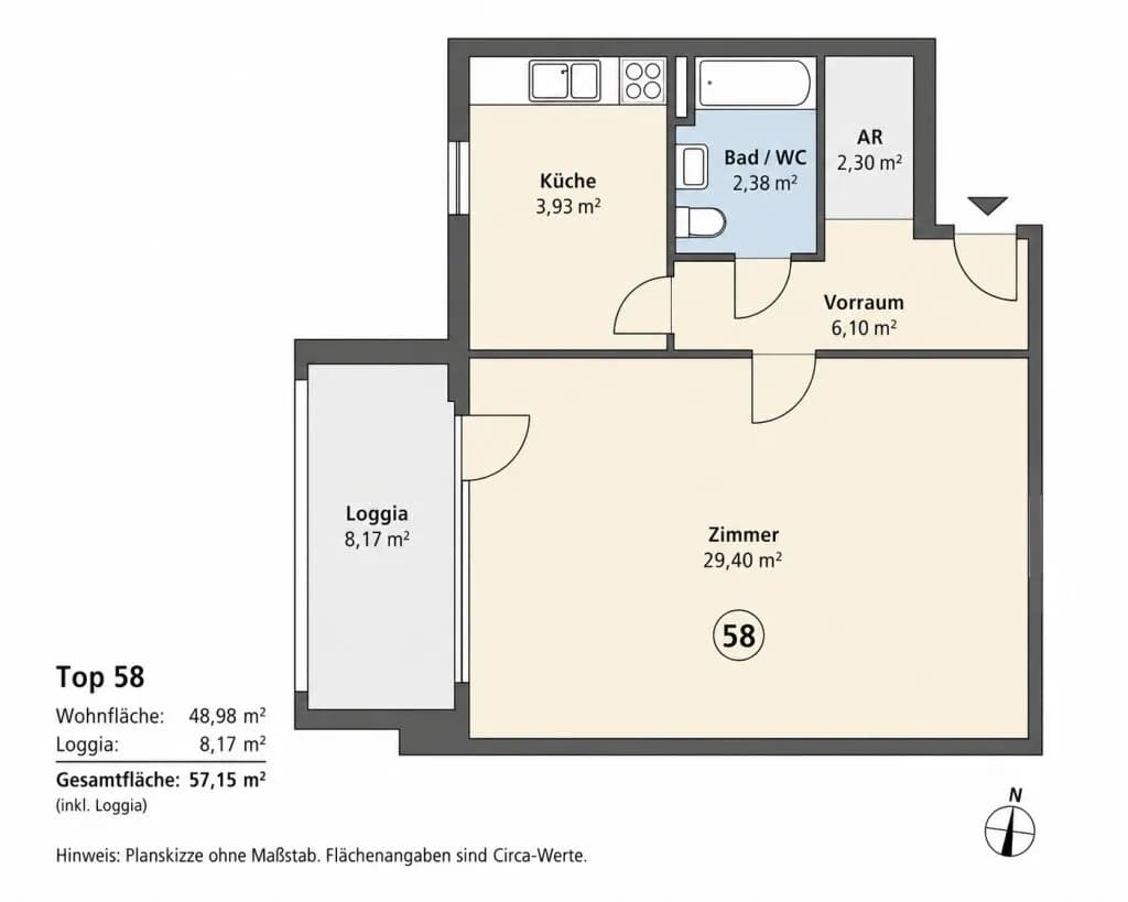 Wohnung kaufen in Baden – 48,98 m², € 189.000 – Bild 14 von 14