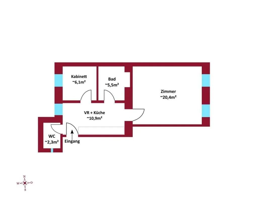 2-Zimmer-Wohnung kaufen in Wien – 45 m², € 169.000 – Bild 3 von 3