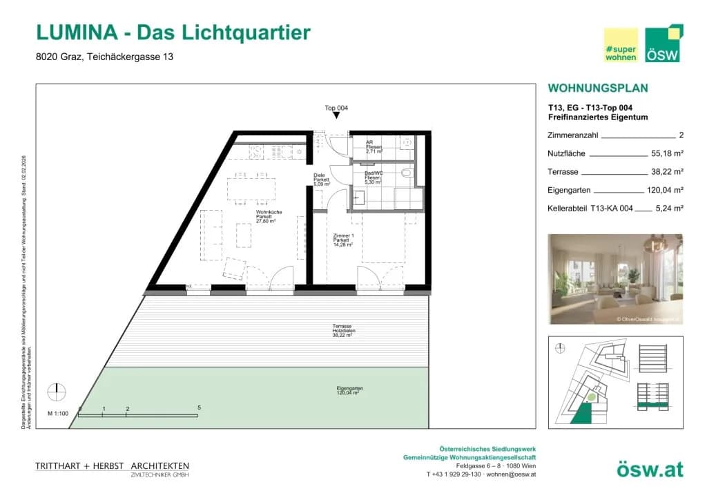 2-Zimmer-Wohnung kaufen in Graz – 55,18 m², € 266.000 – Bild 3 von 13