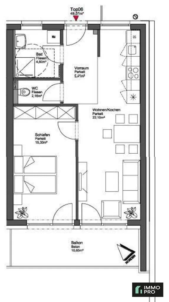 2-Zimmer-Wohnung mieten in Graz – 49,57 m², € 715 – Bild 13 von 14