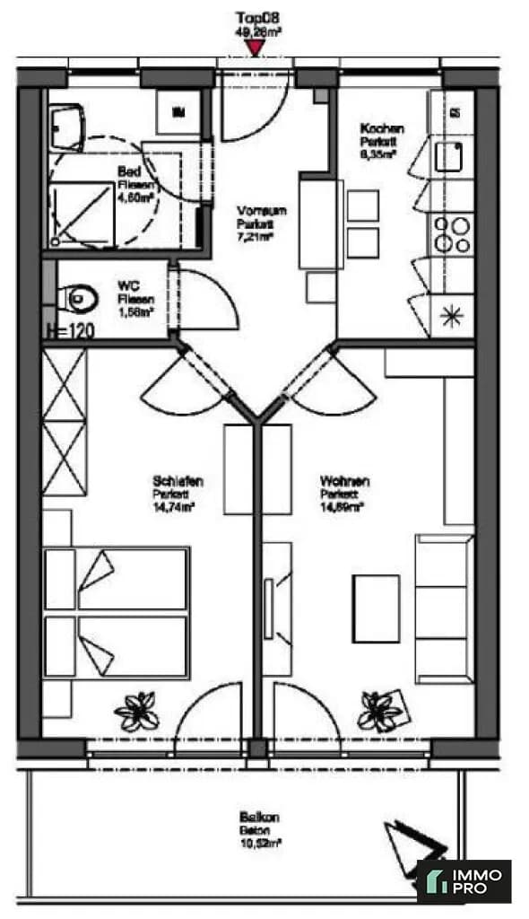 2-Zimmer-Wohnung mieten in Graz – 49,57 m², € 715 – Bild 14 von 14