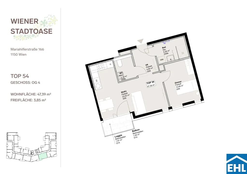 2-Zimmer-Wohnung mieten in Wien – 46,74 m², € 1.199 – Bild 13 von 13