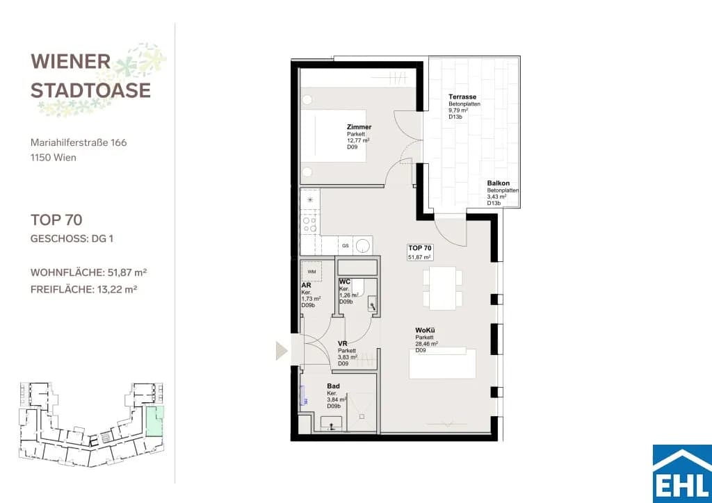 2-Zimmer-Wohnung mieten in Wien – 51,87 m², € 1.430 – Bild 13 von 13