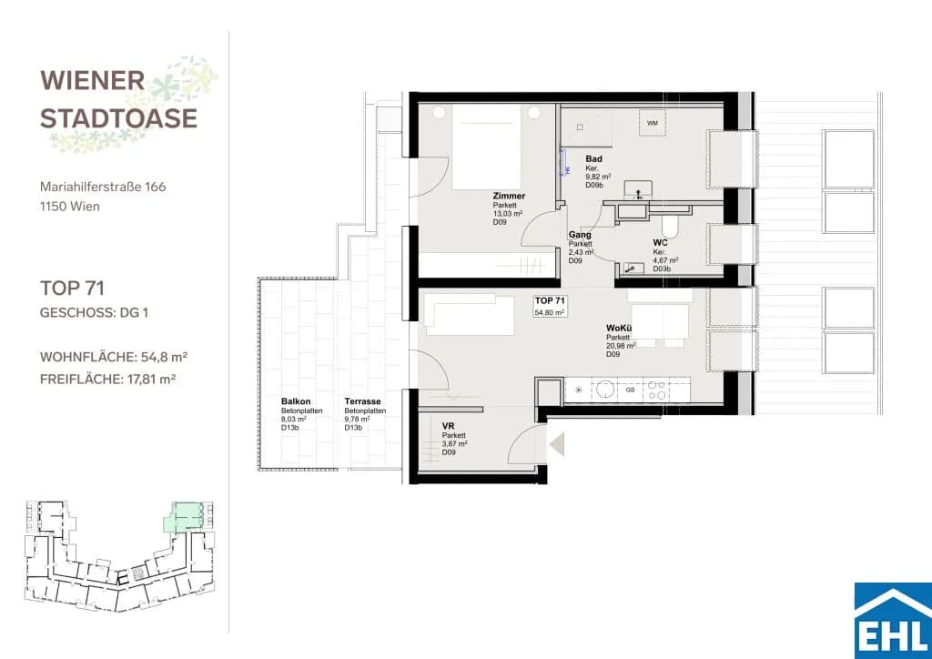2-Zimmer-Wohnung mieten in Wien – 54,8 m², € 1.590 – Bild 13 von 13