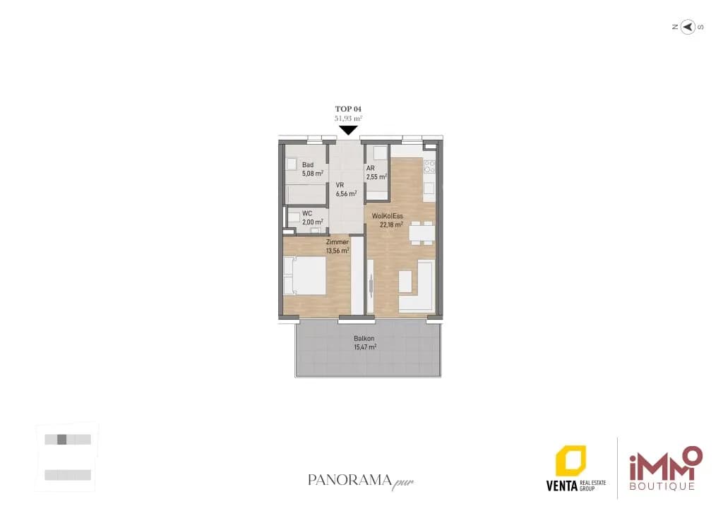 2-Zimmer-Wohnung kaufen in Graz – 51,93 m², € 353.000 – Bild 5 von 5