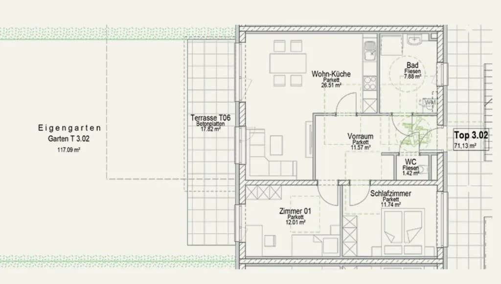 3-Zimmer-Wohnung kaufen in Graz – 71,13 m², € 383.900 – Bild 6 von 6