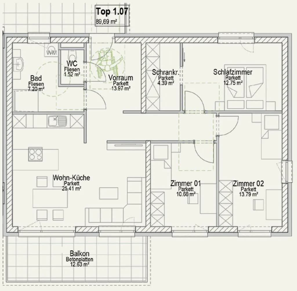 4-Zimmer-Wohnung kaufen in Graz – 89,69 m², € 475.400 – Bild 6 von 6