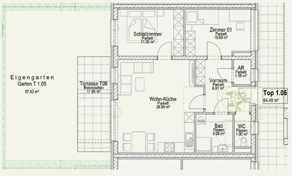 3-Zimmer-Wohnung kaufen in Graz – 64,48 m², € 328.200 – Bild 6 von 6