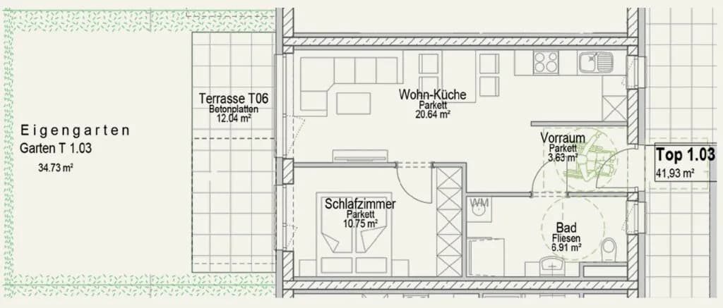 2-Zimmer-Wohnung kaufen in Graz – 41,93 m², € 213.100 – Bild 6 von 6