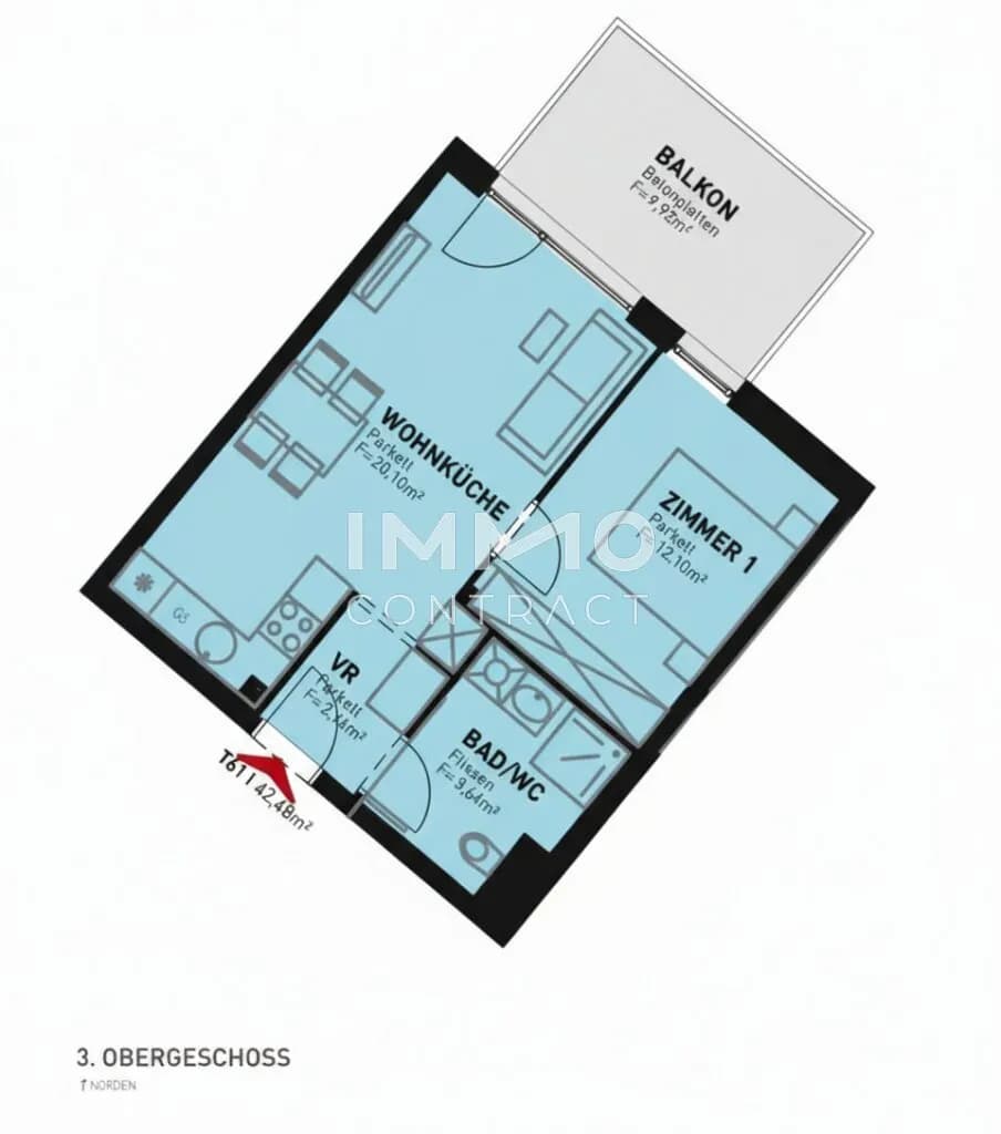 2-Zimmer-Wohnung kaufen in Wien – 42,48 m², € 349.500 – Bild 12 von 12