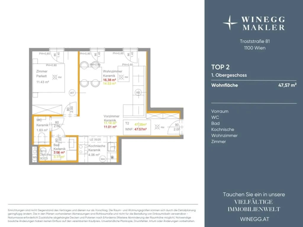 2-Zimmer-Gewerbeimmobilie mieten in Wien – 47,57 m², € 1.042 – Bild 5 von 5